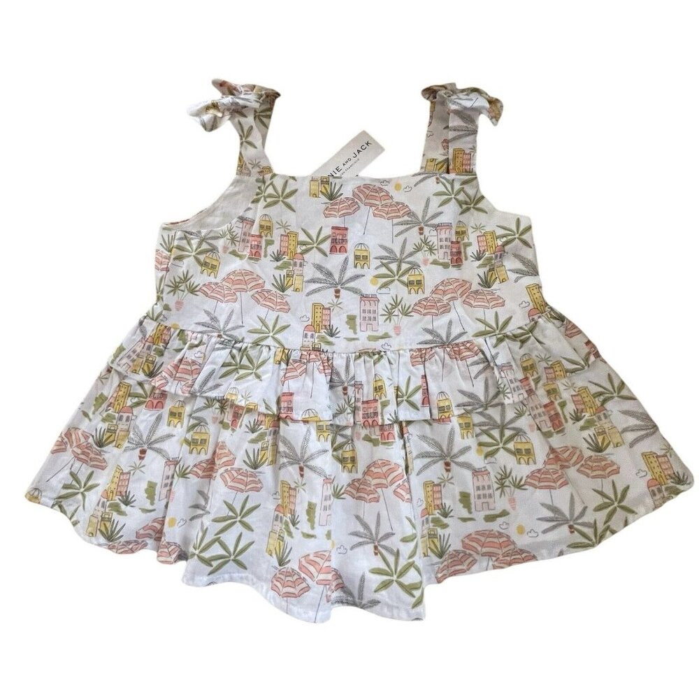 Janie And Jack Tank Top Girls Size‎ 12 Tropical Beach Vacation Palm Trees
